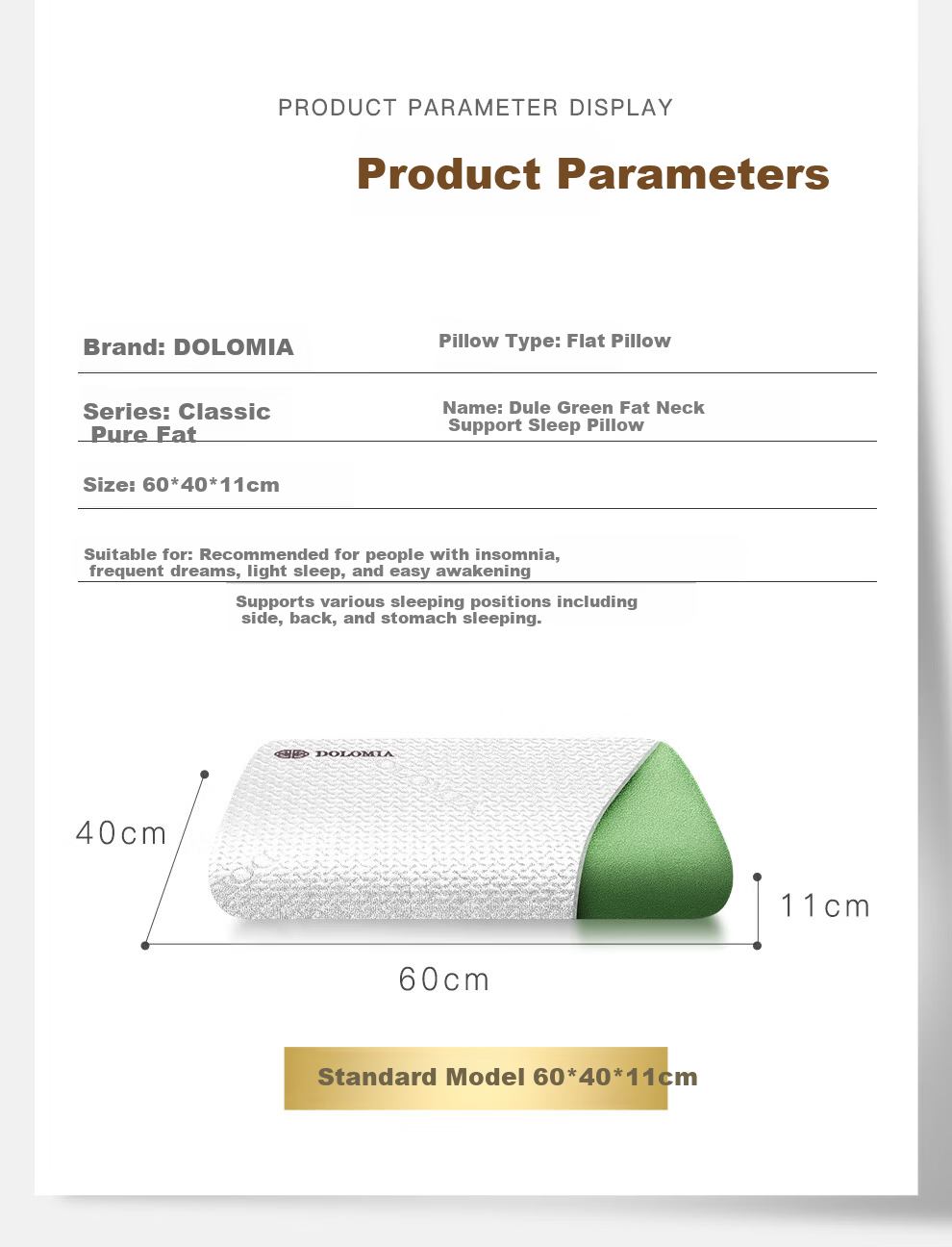 DoloMiA Soft Upgrade Deep Sleep Flat Pillow Neck Support Cervical Pillow Memory Foam Core for Men and Women 12
