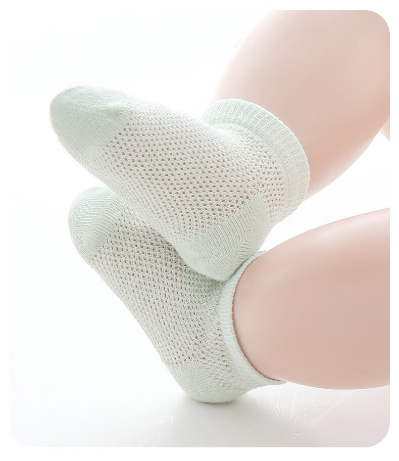 Five Cotton 3-Pair Baby Socks Spring Summer Breathable Mesh Children's No-Show Socks Candy Color Seamless Newborn Socks 7