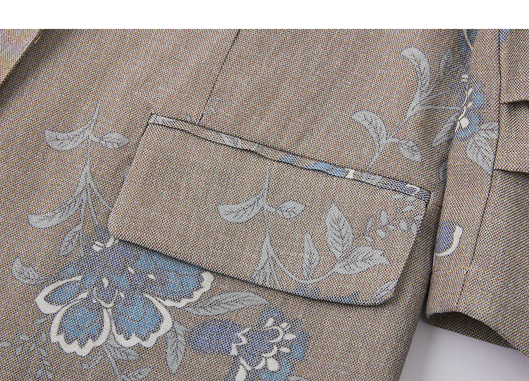 Demana Luxury Linen Spring Elegant Notched Lapel Single Button Flap Pocket Pleated Three-Quarter Sleeve Women's Blazer 14