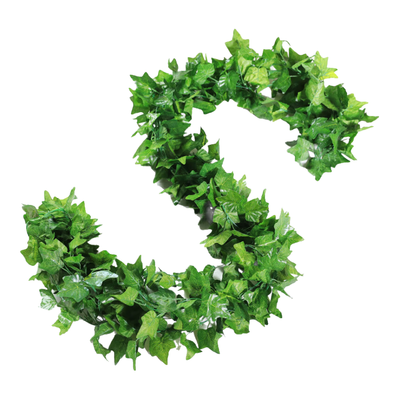 Shengshitaibao Artificial Grape Vine Leaves Plastic Flower Vine Green Plant Hanging Vine Air Conditioning Duct Living Room Decoration, 66 Leaves, 2 Pieces Set