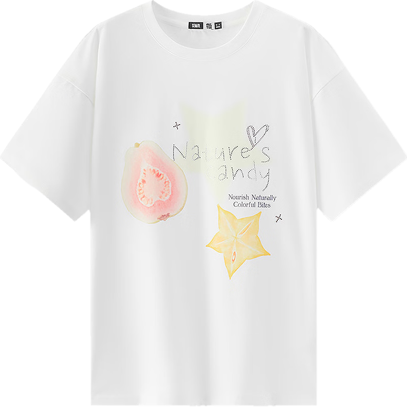 Semir Women's Summer Short Sleeve T-Shirt Mid-Length Loose Pure Cotton Rhinestone Fruit Pullover 2026 109326100028