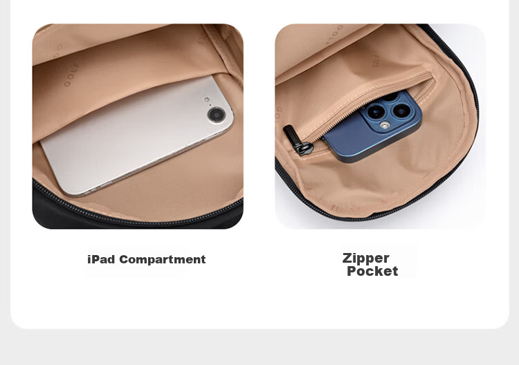 GOLF Men's Chest Bag Crossbody Shoulder Bag Unisex Phone iPad Bag Water Bottle Holder Water-Resistant Sports Cycling Small Backpack 14