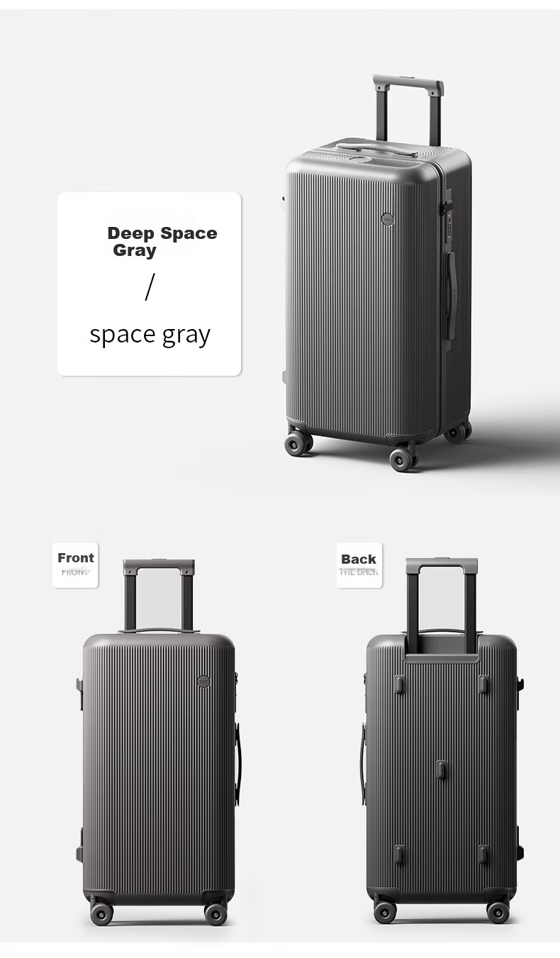 ZAT Innovative Plastic Frame Luggage Zipper Trolley Large Capacity Travel Suitcase Sit-able Password Lock Soft Matte White 24 Inch 29