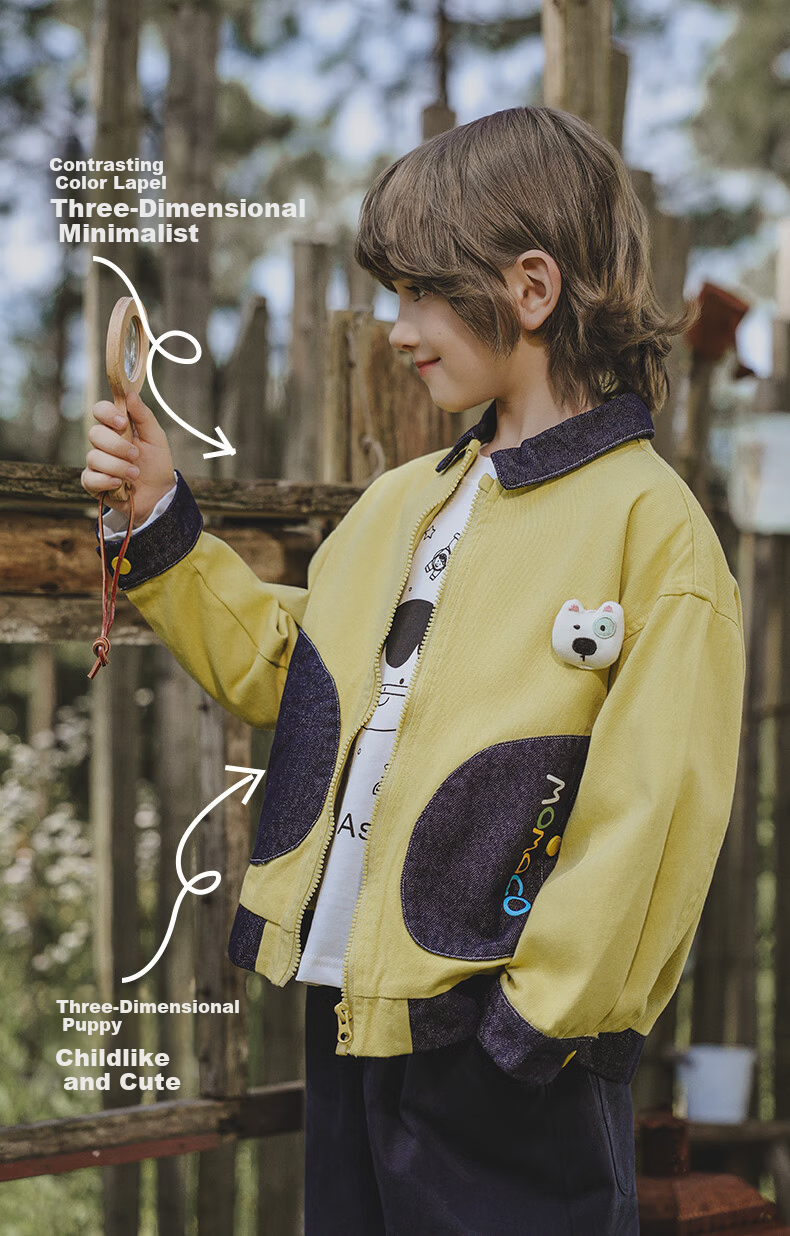 MOMOCO Kids Autumn Jacket Boys Windbreaker Mountain Style Coat White Apricot 110 6