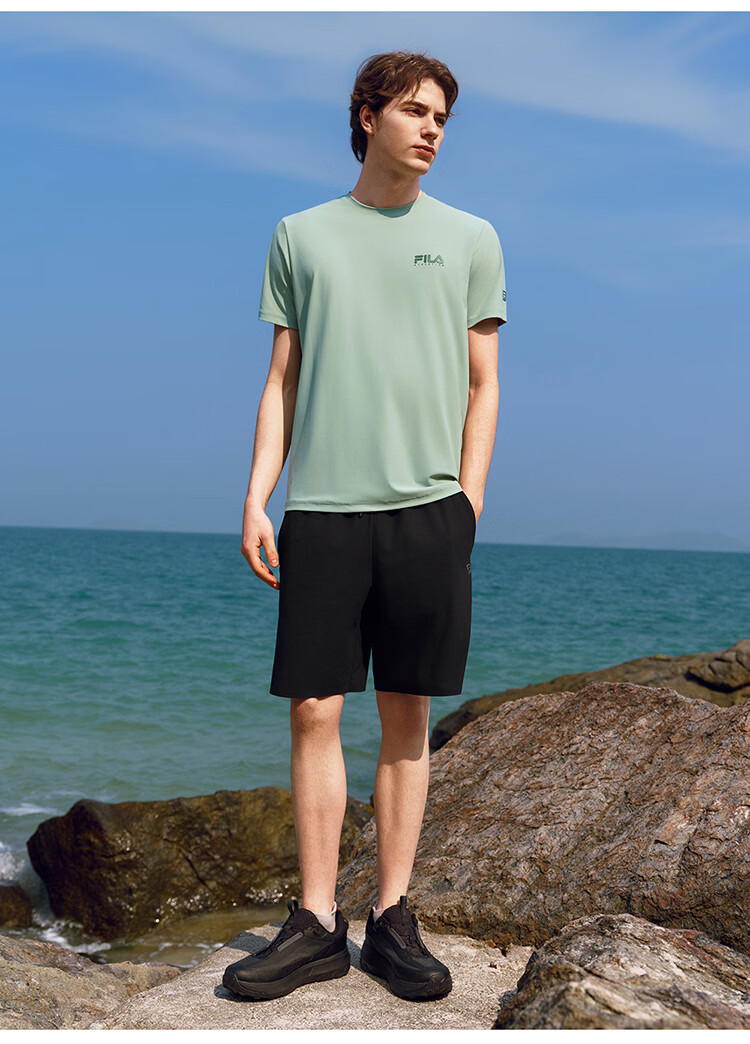 FILA Official Men's Short Sleeve T-Shirt 2026 Summer Cooling Breathable Round Neck Sun Protection Sports Top 16