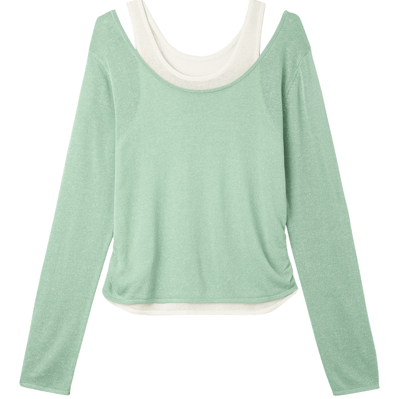 Demana Linen Lyocell Blend Sweater Spring Faux Two-Piece Striped Colorblock Knit Vest for Women