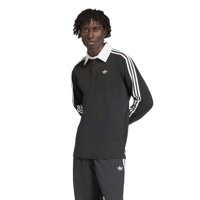 Adidas Originals Men's 3S PL Long Sleeve Polo KE3576 Black L 1