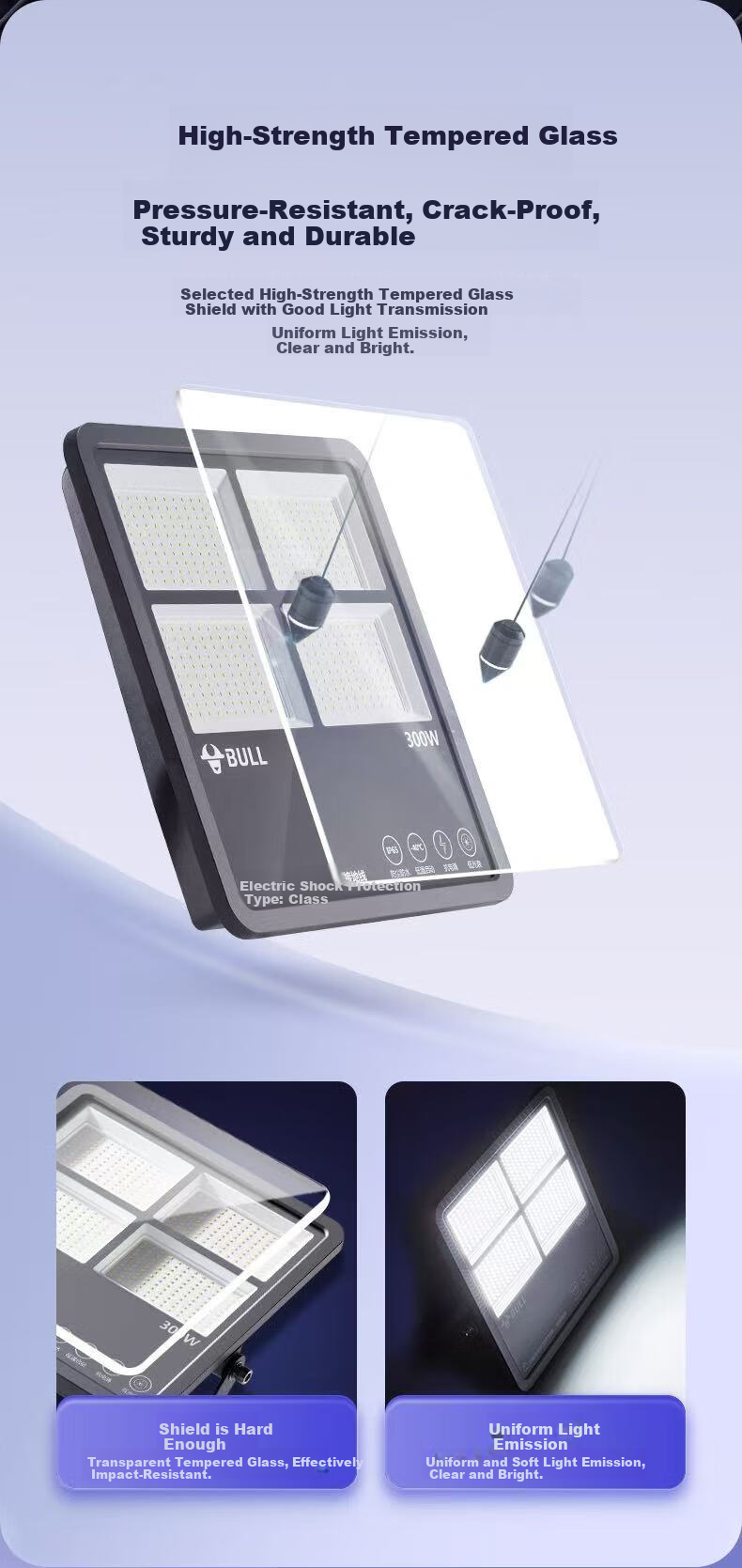 BULL LED Floodlight Outdoor Street Light Yard Light Billboard Light Camping Light IP65 Waterproof MG-F100A-AE Haoxiang Series 6500K White Light 100W 7