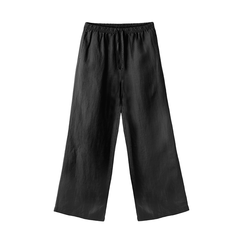 JD Jingzao 100% Linen Vintage Luxury Casual Pants Women 2026 Spring New Slim Black M