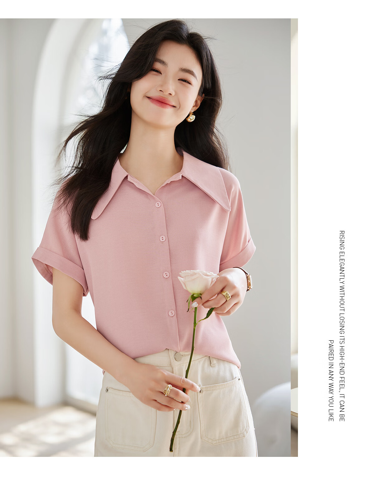 Taxiang Long-Sleeve Shirt for Women, Retro Design, Simple Blouse, Versatile for Commuting, Chiffon Top, Cardigan T143C2003 27
