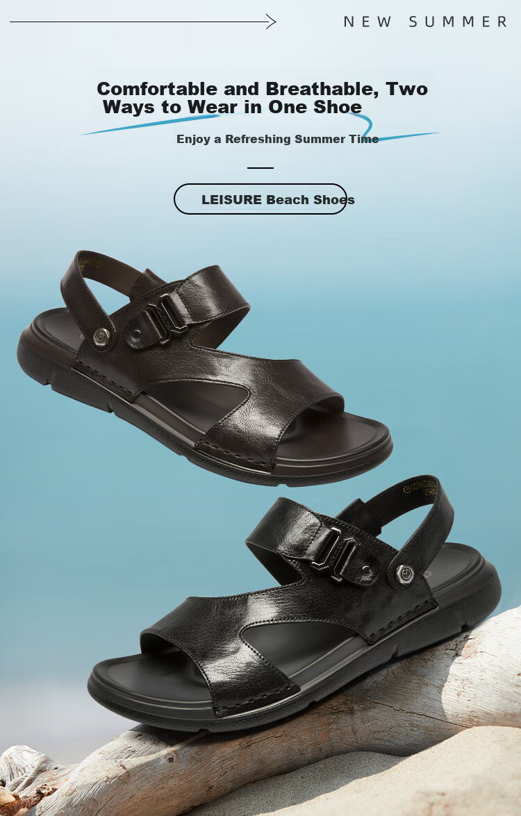 Goldlion Men's Summer Comfortable Lightweight Casual Sandals Two-in-One Beach Shoes G596520043AAF Black Size 43 1