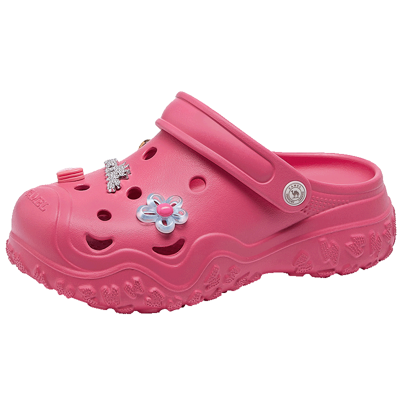 CAMEL Women's Dopamine Thick Sole Hole Sandals Unisex Beach Shoes L26M162006 Rose Red Size 36