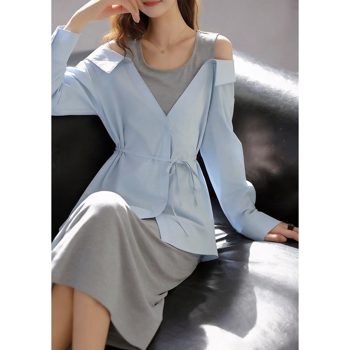 Demana UPF50+ UV Protection Spring Elegant Two-Piece Style Waist-Slimming Women's Dress