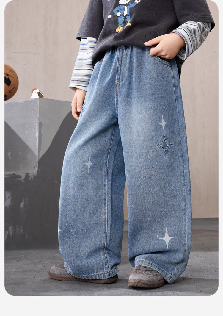 ASK JUNIOR Kids Boys Spring Denim Casual Straight Leg Pants Jeans Blue 110 5