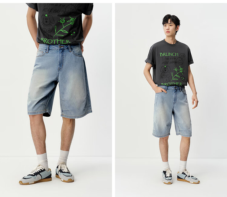 Semir Men's Summer Lightweight Cool Loose Straight-Leg Jeans 2026 Vintage Washed Six-Point Shorts 109326122101 5