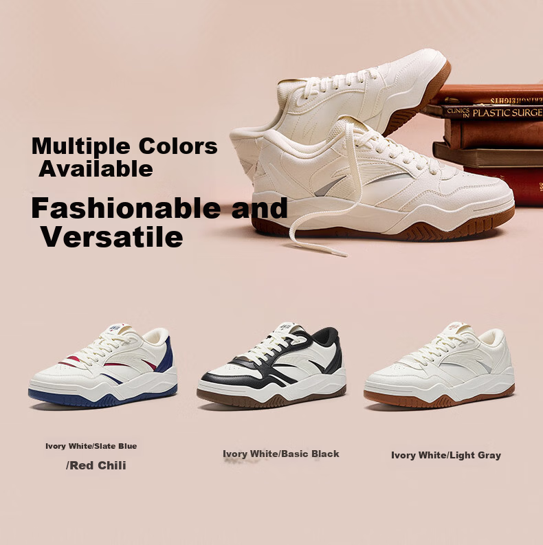 Anta Wave 4.0 | Men's Casual Low-Top Colorblock Skate Shoes, Height-Increasing White Sports Sneakers 5