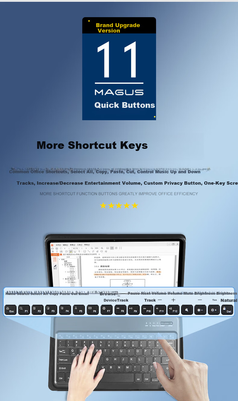 MAGUS Keyboard Protective Case for vivopad5/pad5e, Full-Cover Shockproof Case for pad3/iqoo pad5, 12.1-inch Tablet Magnetic Wireless Keyboard and Mouse Set 5