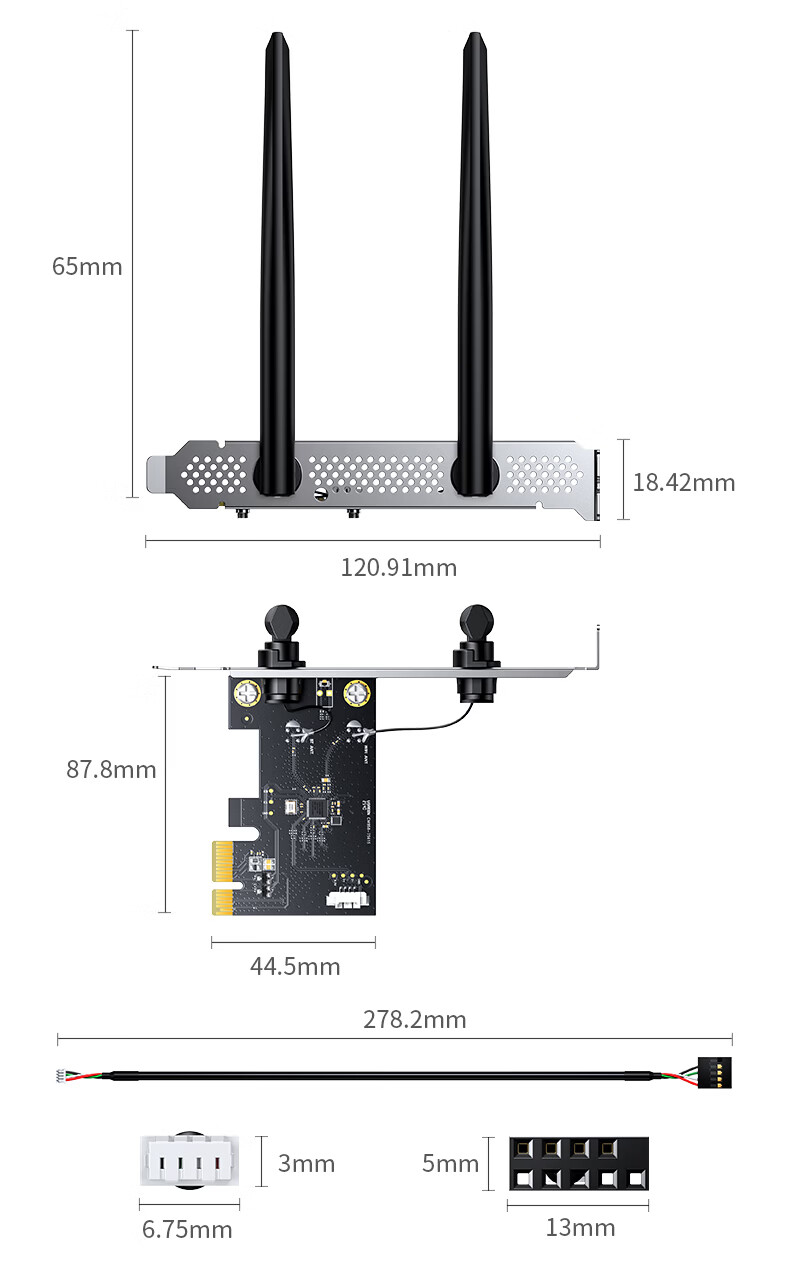 UGREEN PCIe WiFi6 Wireless Network Card Bluetooth 5.4 Dual-Band 5G AX900 Internal Card Bluetooth 2-in-1 Motherboard WiFi Module for Desktop PC 30