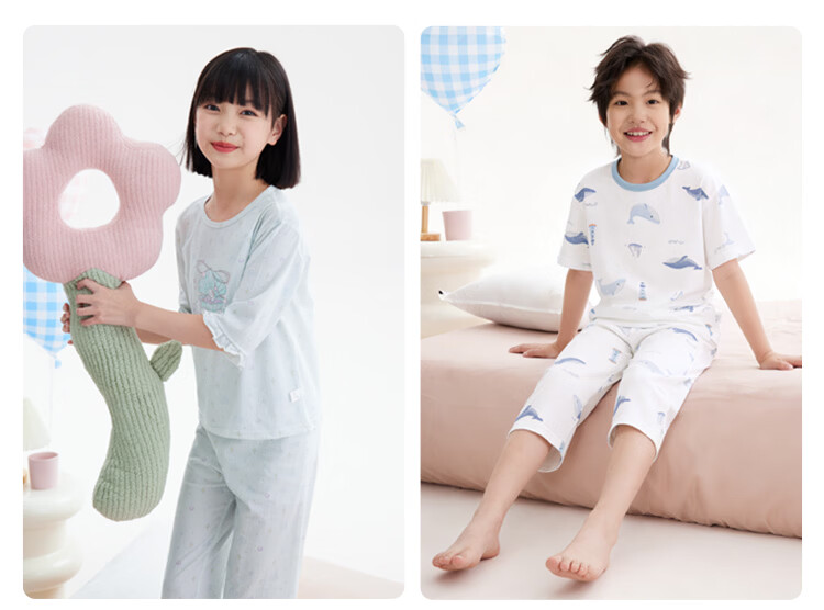 YUZHAOLIN Kids Homewear Boys and Girls Pajamas Junior High School Regenerated Cellulose Fiber Homewear Shell Starfish 110 13