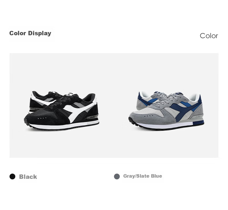Diadora Camaro M2 Unisex Retro Sports Casual Shoes Gray/Slate Blue Size 42.5 13