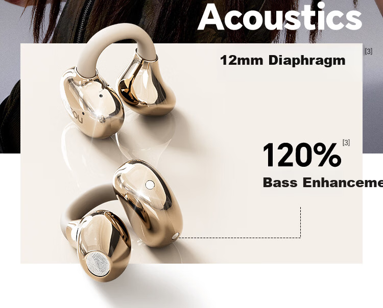 KUGOU ET300 Bluetooth 6.0 Clip-On Bone Conduction Earphones Open-Ear Wireless Sports Running Music Gaming Noise-Cancelling Long Battery Life 9