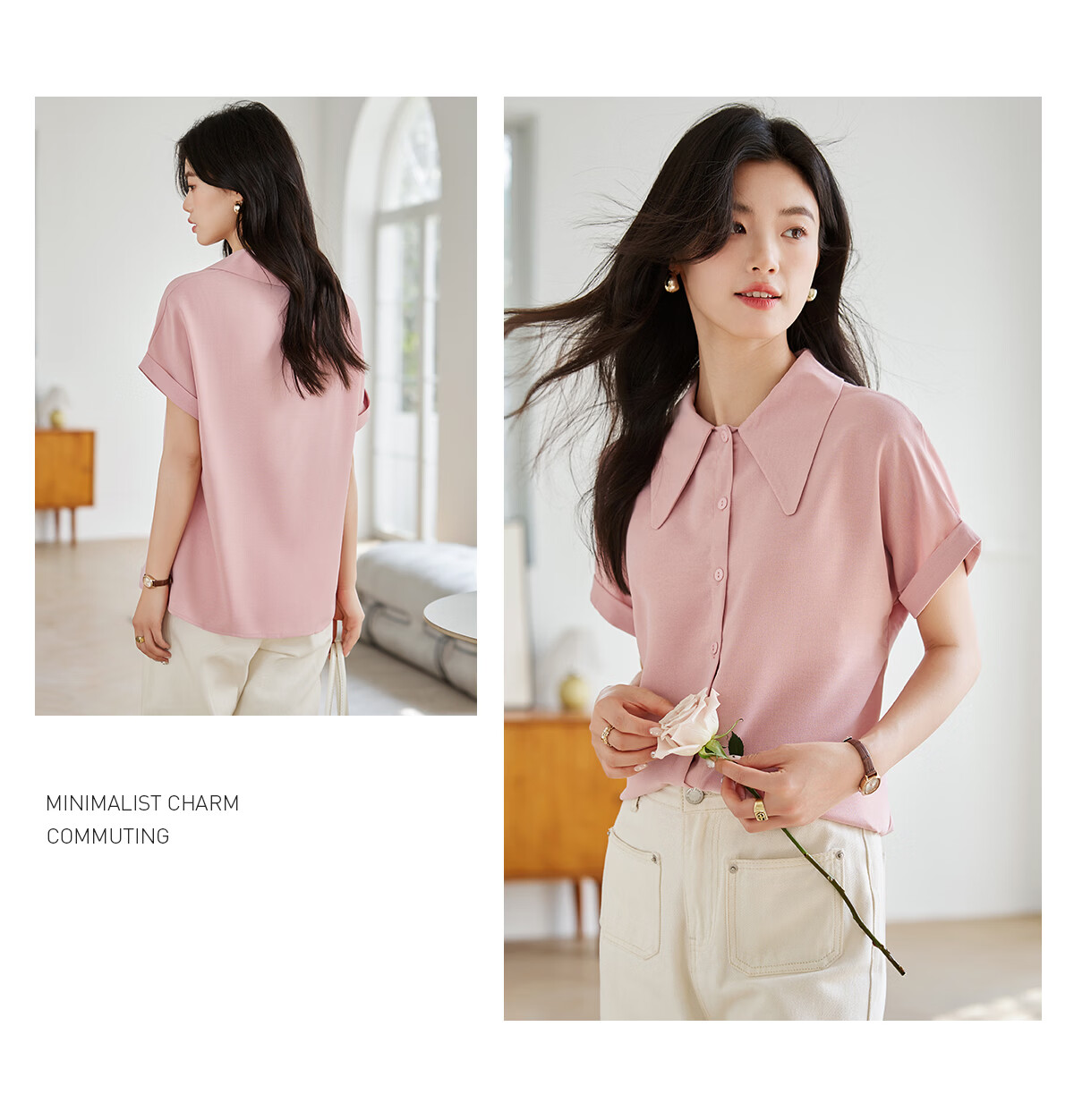 Taxiang Long-Sleeve Shirt for Women, Retro Design, Simple Blouse, Versatile for Commuting, Chiffon Top, Cardigan T143C2003 24