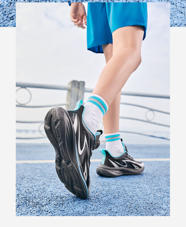 ERKE Kids Breathable Sports Shoes Boys and Girls Children's Cushioning Durable Running Shoes Microcrystalline White/Snow Cream/Aqua Green Size 36 14