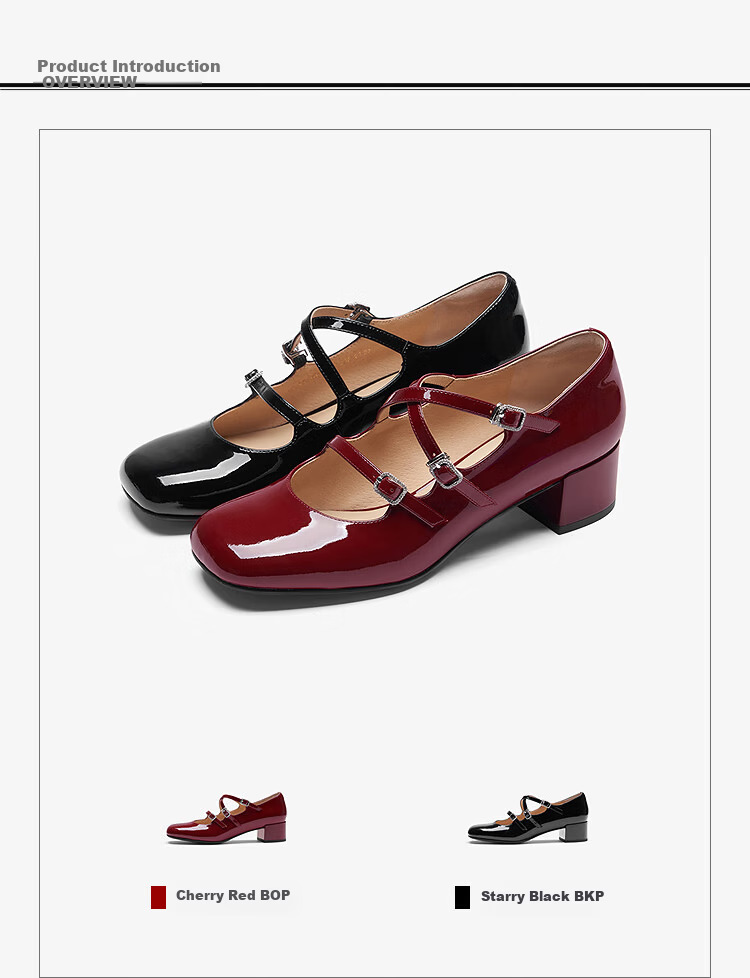Le Saunda 2026 Spring New Commuter Chunky Heel Genuine Leather Mary Jane Shoes for Women Cherry Red BOP37 6T40002 1