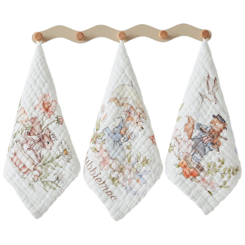 BUBBLE TREE Baby Small Square Towel, Pure Cotton Gauze Drool Bib, Newborn Baby Bath Towel, Children's Face Towel