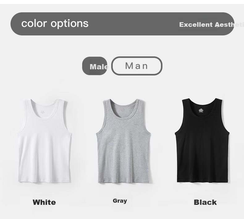 FIRS Men's 100% Cotton Seamless Crew Neck Breathable Antibacterial Sleeveless Sports Undershirt Tank Top 9
