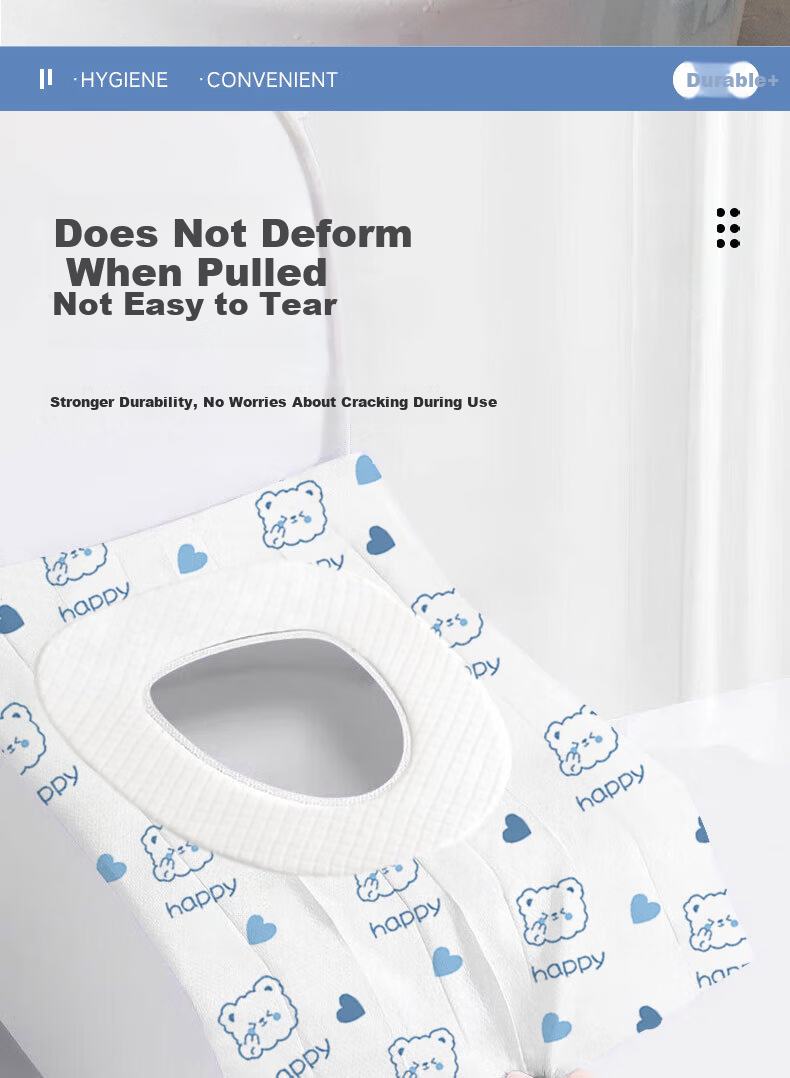 Qihaiqiu Disposable Toilet Seat Covers Thickened Three-Layer Blue Bear 10-Pack for Hotel Travel Maternity Postpartum Use 7