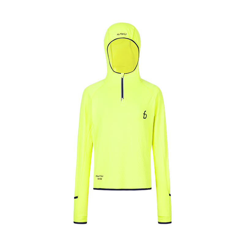 Flipbelt Women's Running Hoodie Long Sleeve Breathable Moisture-Wicking Quick-Dry Thermal Base Layer T-Shirt, Electric Yellow, Size S