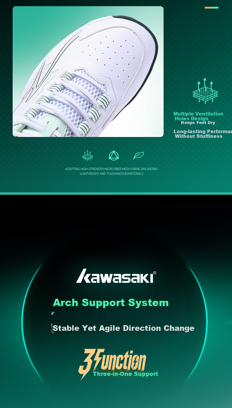 KAWASAKI Unisex Lightweight Professional Badminton Shoes Non-Slip Shock Absorption Training and Competition Sneakers for Students Beginners 8