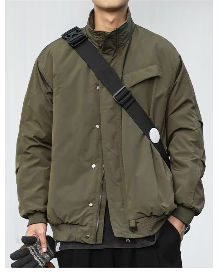 MARK FAIRWHALE Men's Spring and Autumn Stand Collar Workwear Jacket Casual Outdoor Men's Black 3XL 1