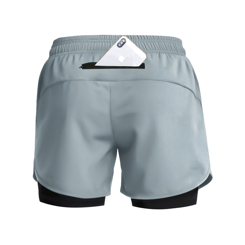 BURUITE Men's Running Shorts with Inner Liner, Three-Quarter Athletic Shorts, Summer Professional Marathon Quick-Dry 2-in-1 Fitness Pants