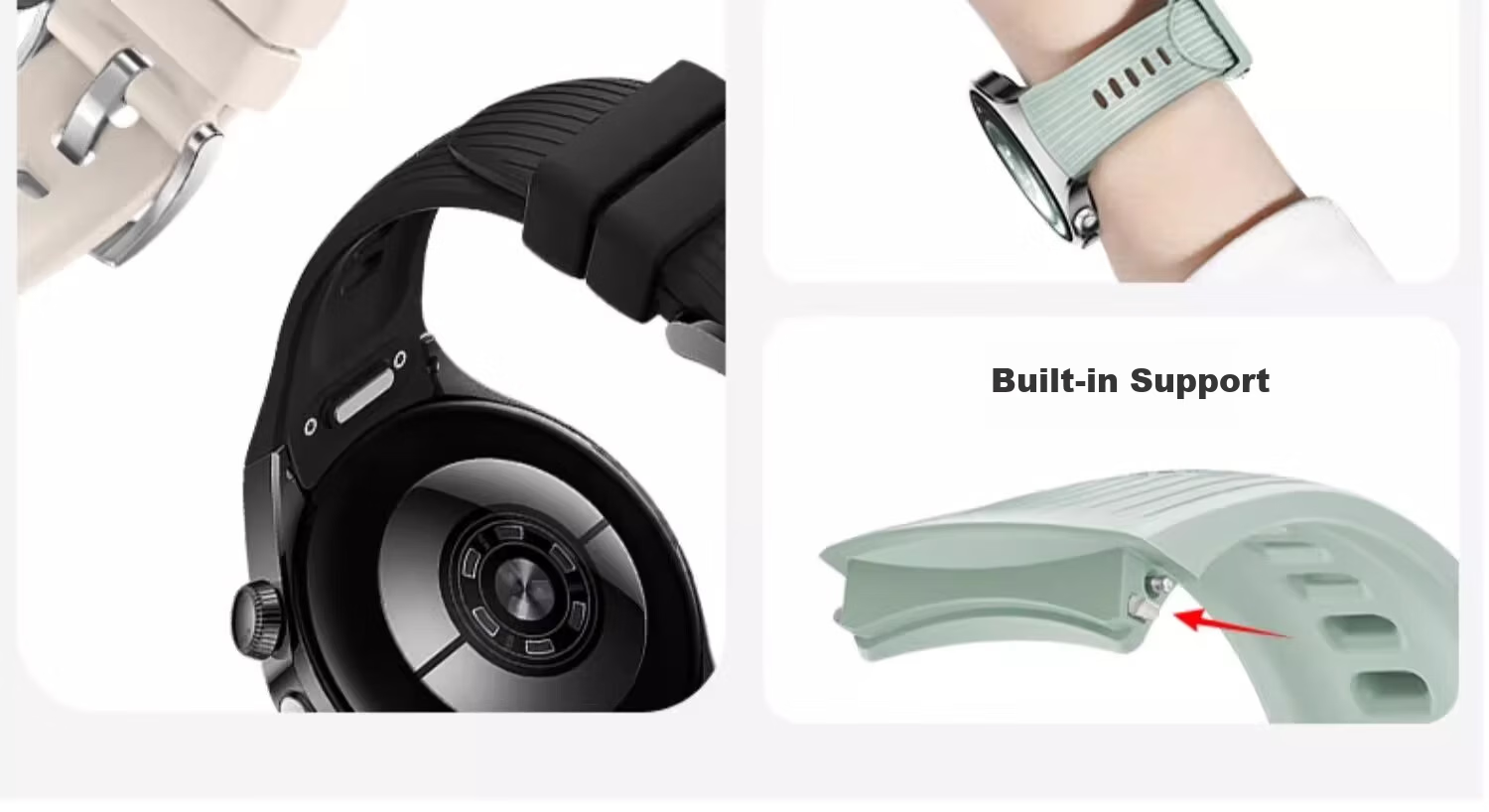Watchbond Huawei Watch 5 46mm Men's Strap Sky Black Quick-Release Silicone Band Seamless Smart Sports Wristband 3
