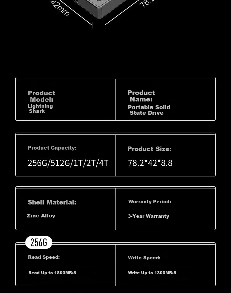 ThinkPlus Lenovo 512GB Portable SSD Type-C Mobile High-Speed External Hard Drive 550MB/s Compact Pebble PSSD 10