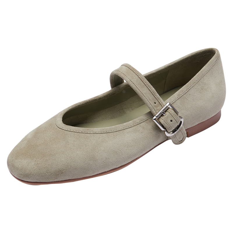 Le Saunda 2026 New Cloud Mary Jane Solid Color Sheepskin Flats, Women's Ballet Shoes 14201, Jade Green LGS, Size 36