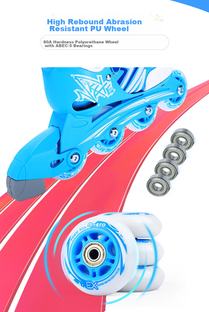 Micro Ice Skates for Children, Boys And Girls, Micro Roller Skates Suitable for Primary And Secondary School Students, X3 Blue Single Shoe Size L 10