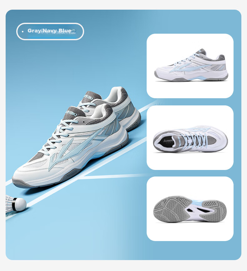 KAWASAKI Unisex Professional Carbon Plate Badminton Shoes Non-Slip Shock Absorption Indoor All-Purpose Training and Competition Sneakers 24