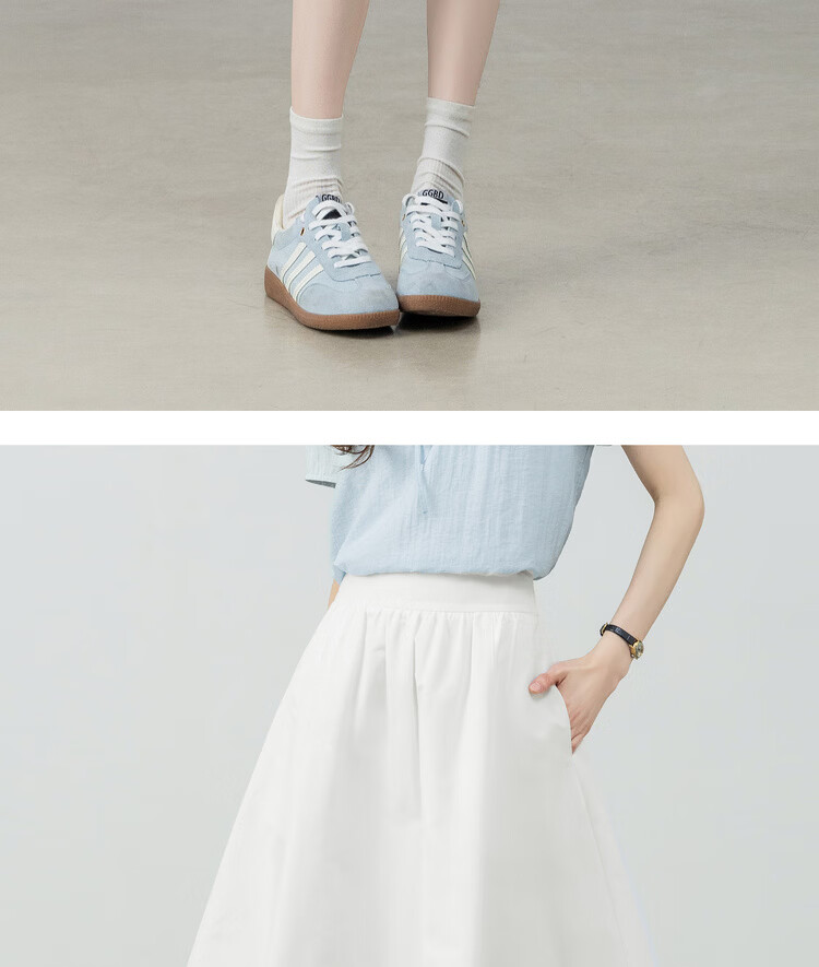 Shangdu Bira Petite Pear-Shaped Slimming Pleated A-Line Skirt for Women Spring Summer Casual Mid-Length Skirt 15