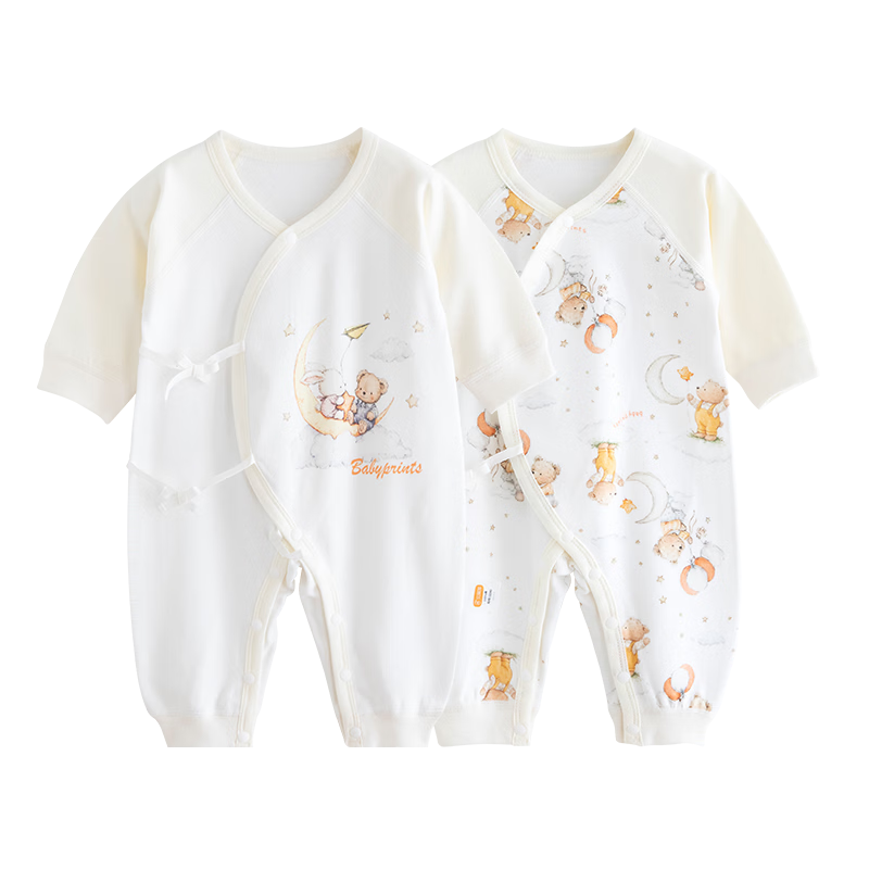 Babyprints Baby Romper 2-Pack Newborn Cotton Belly Protection Jumpsuit Unisex Soft Four-Season Infant Underwear Set A59