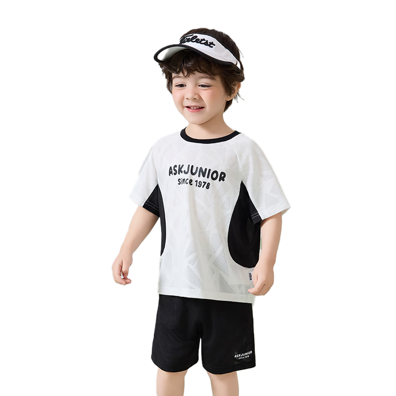 ASK JUNIOR Kids Set 26 Summer Toddler Moisture-Wicking Breathable Short Sleeve T-Shirt and Sports Shorts Two-Piece Boys Green 120