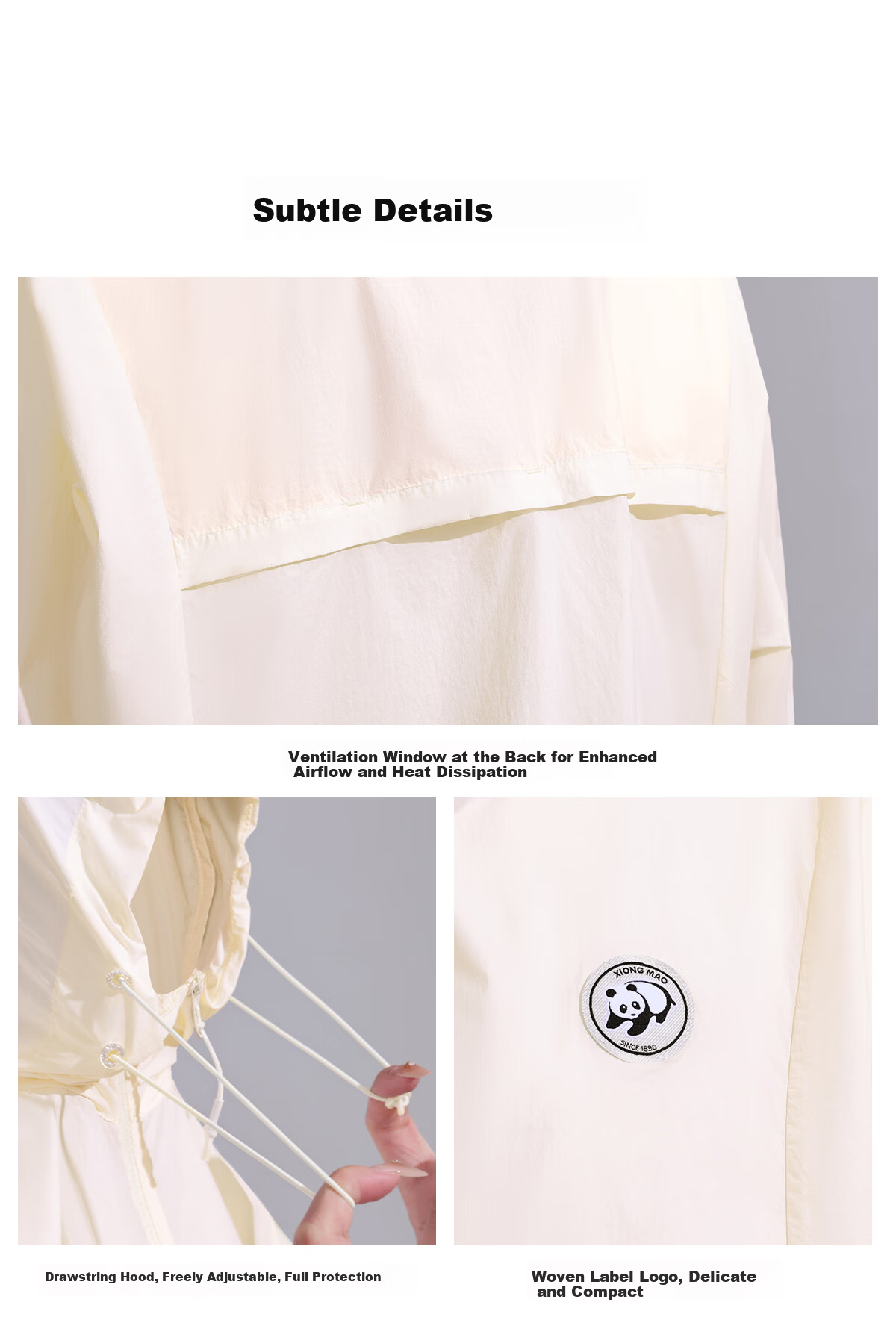 Panda Camel Original Yarn Heat-Blocking Sun Protection Cooling Breathable Summer Women's Sun Protection Jacket 8120 White, XXL 35