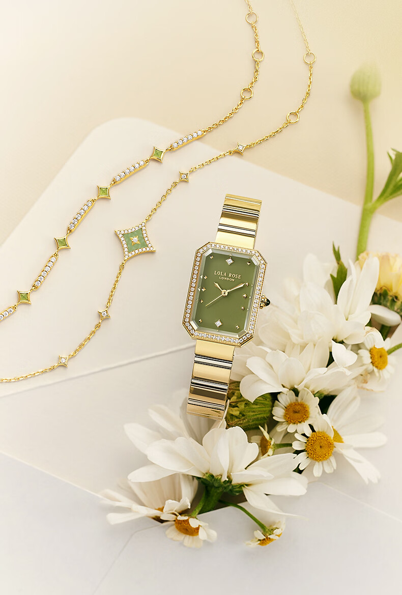 LOLA ROSE Diamond-Studded Sugar Cube Green Women's Watch Fashion Luxury Elegant Birthday Gift for Girls 3