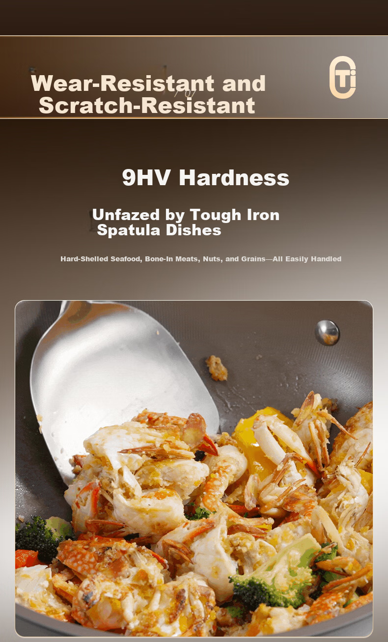 Alluflon Aluflon Pure Titanium Non-Coated Non-Stick Frying Pan Flat Bottom High-Temperature Resistant 32cm 14