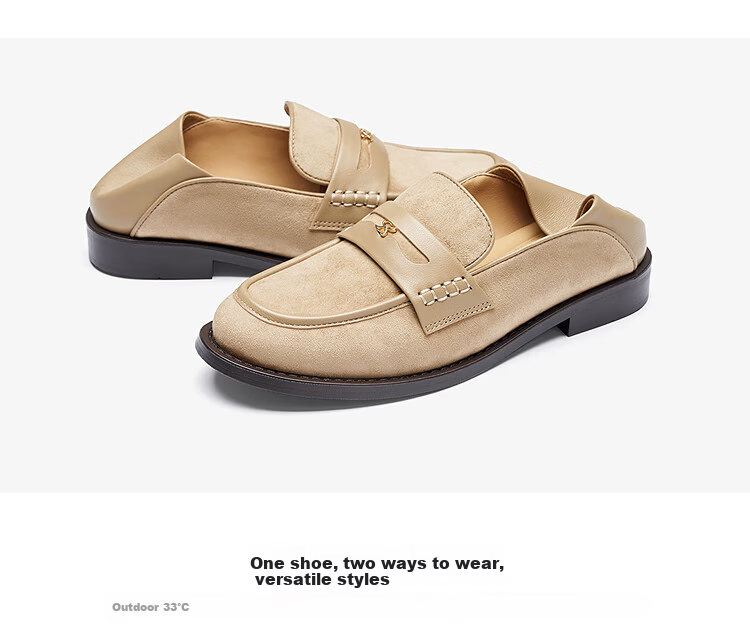 Le Saunda 2026 Spring Summer Fashion Chunky Heel Sheepskin Commuter Loafers Women 6T21101 Warm Apricot BES39 5