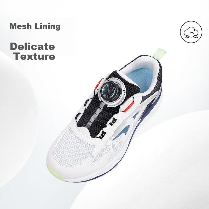 DR路KONG Sports Shoes Spring Unisex Kids Slip-On Button Children Shoes 2C10B1016AM White/Black/Silver Size 38