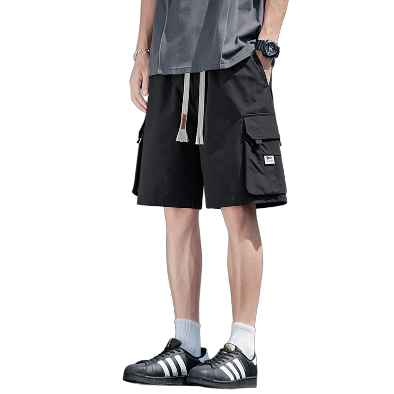 Dingfengbaoluo Ice Silk Shorts for Men, Summer Outdoor Quick-Dry Versatile Comfortable Breathable Casual Five-Point Pants BK08 Cloud Gray 2XL