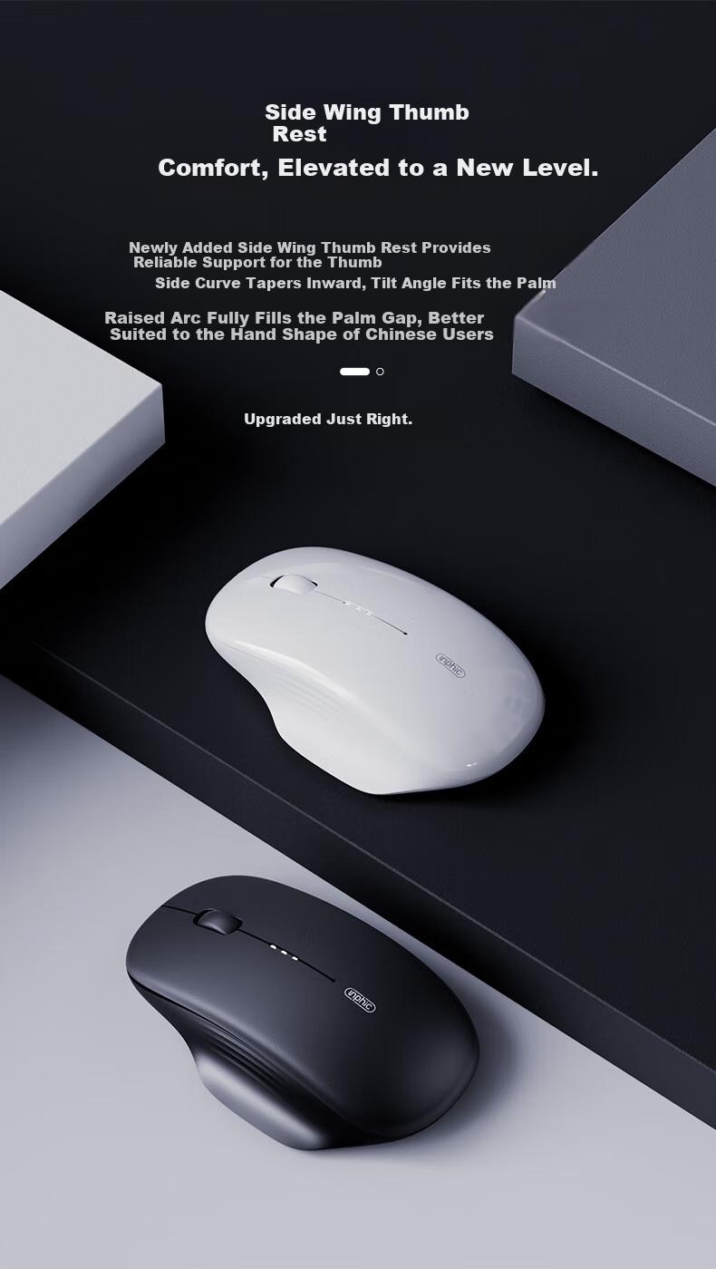 INPHIC M1 Second Generation Rechargeable Wireless Mouse Silent Office Asymmetric Ergonomic Grip Battery Display Universal for Laptop 2.4G Wireless White Apricot 4